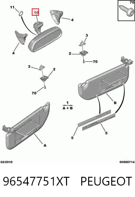 Espejo retrovisor interior para Peugeot 307  3A, 3C