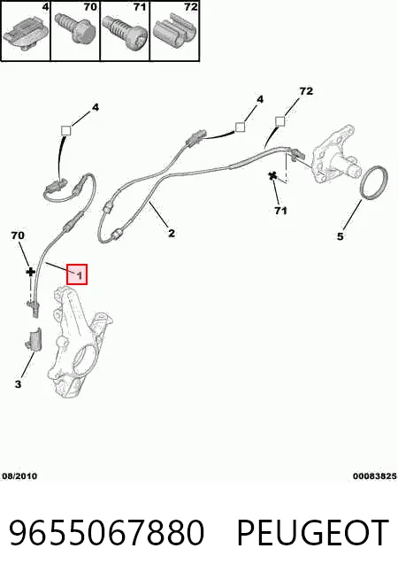 9655067880 Peugeot/Citroen Sensor de rueda abs