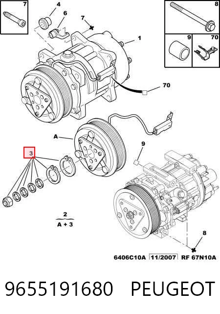 9655191680 Peugeot/Citroen Compresor climatizador