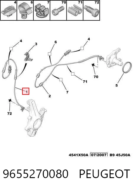 9655270080 Peugeot/Citroen Sensor de rueda abs