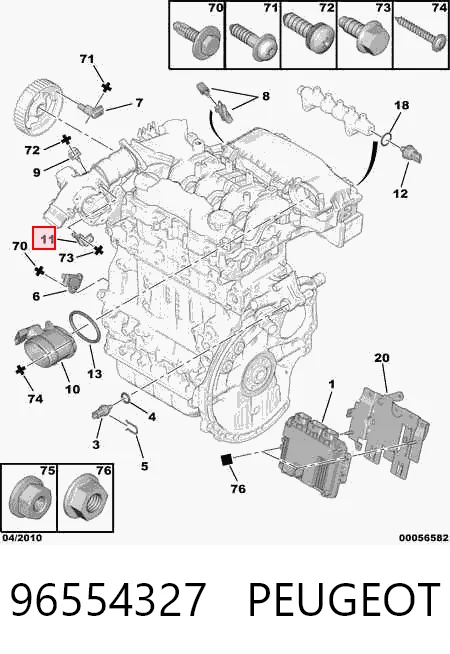 96554327 Peugeot/Citroen Sensor de temperatura del aire de admisión
