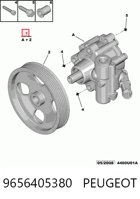 9656405380 Peugeot/Citroen Bomba hidráulica de dirección