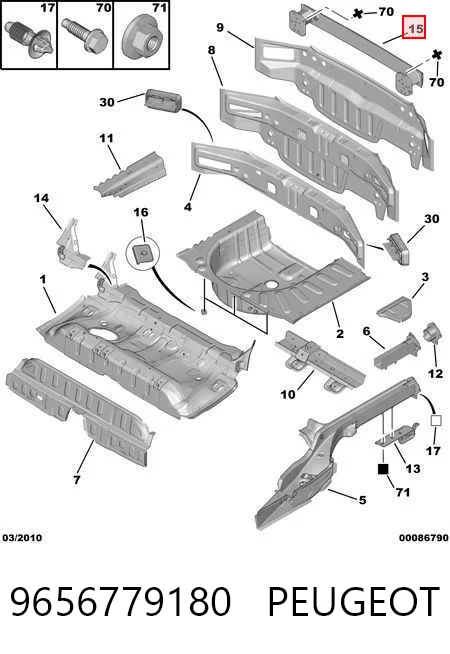 Refuerzo de parachoques trasero Peugeot 308 I hatchback (4A, 4C) (2007 - 2014) precio, desde 94,38 EUR