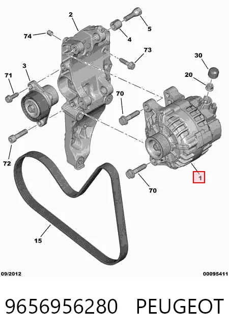 9656956280 Peugeot/Citroen Alternador de coche