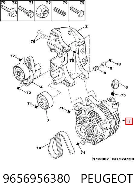 9656956380 Peugeot/Citroen Alternador de coche