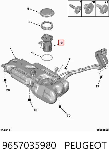 9657035980 Peugeot/Citroen Módulo de alimentación de combustible