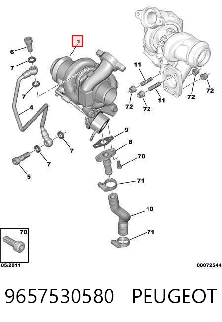 9657530580 Peugeot/Citroen Turbo para motor