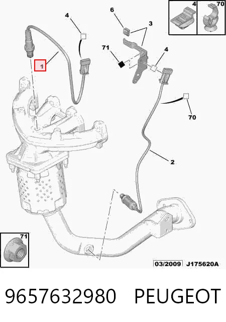 9657632980 Peugeot/Citroen Sensor de oxígeno previo al catalizador