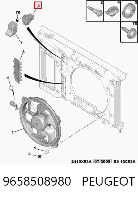 9658508980 Peugeot/Citroen Regulador de velocidad del ventilador de refrigeración (unidad de control)