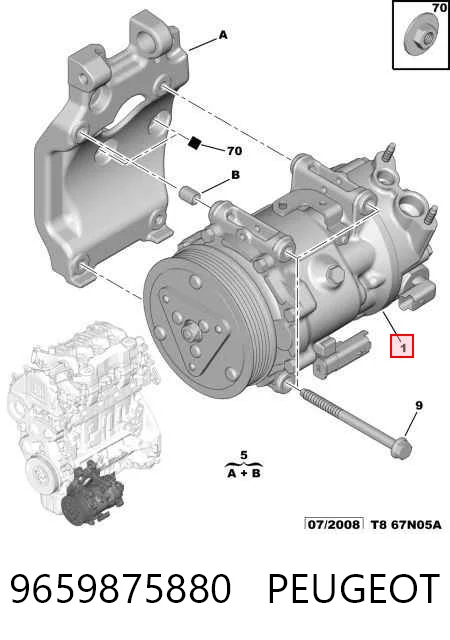 9659875880 Peugeot/Citroen Compresor climatizador