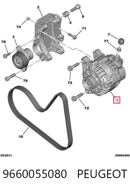 9660055080 Peugeot/Citroen Alternador de coche