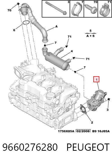 9660276280 Peugeot/Citroen Válvula EGR