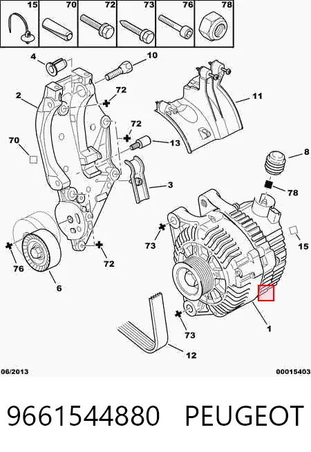 9661544880 Peugeot/Citroen Alternador de coche