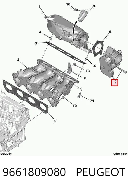 9661809080 Peugeot/Citroen Mariposa de admisión