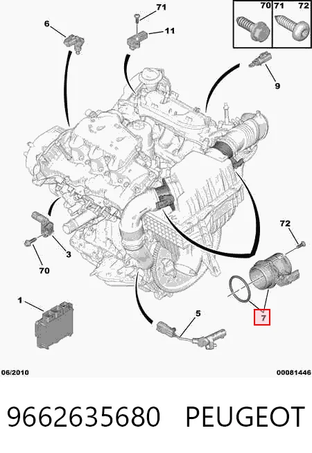 9662635680 Peugeot/Citroen Sensor de flujo de aire