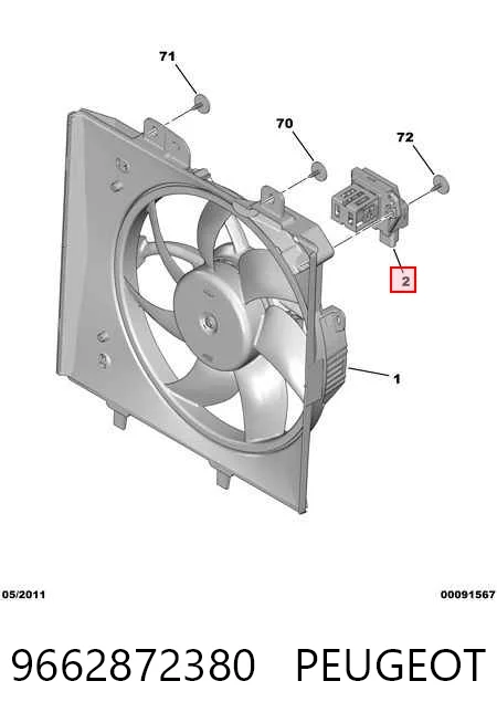 9662872380 Peugeot/Citroen Regulador de velocidad del ventilador de refrigeración (unidad de control)