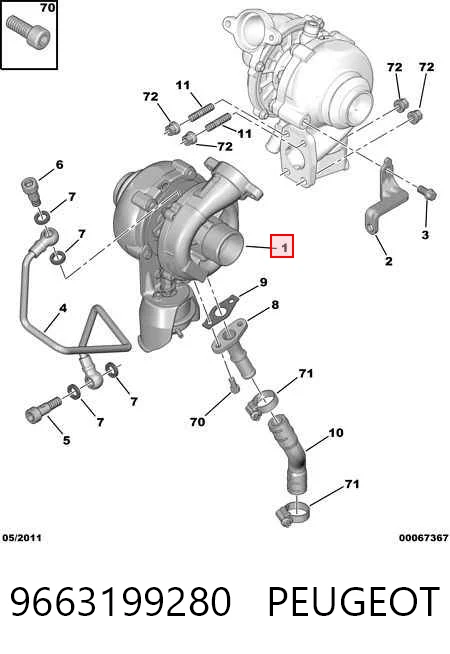 9663199280 Peugeot/Citroen Turbo para motor
