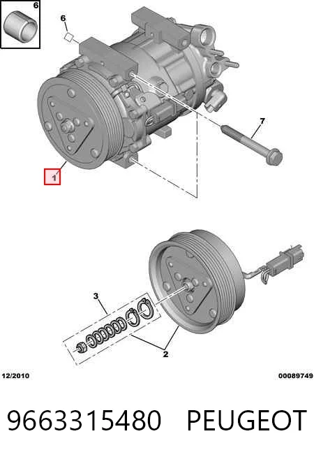 9663315480 Peugeot/Citroen Compresor climatizador