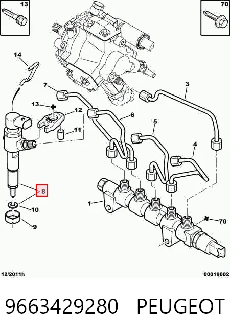 9663429280 Peugeot/Citroen Inyector de combustible