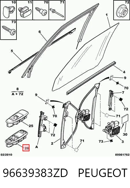96639383ZD Peugeot/Citroen Unidad de control de elevalunas delantera izquierda