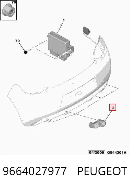 9664027977 Peugeot/Citroen Sensor alarma de estacionamiento trasero 