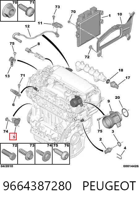 Sensor de posición del cigüeñal 9664387280 PEUGEOT