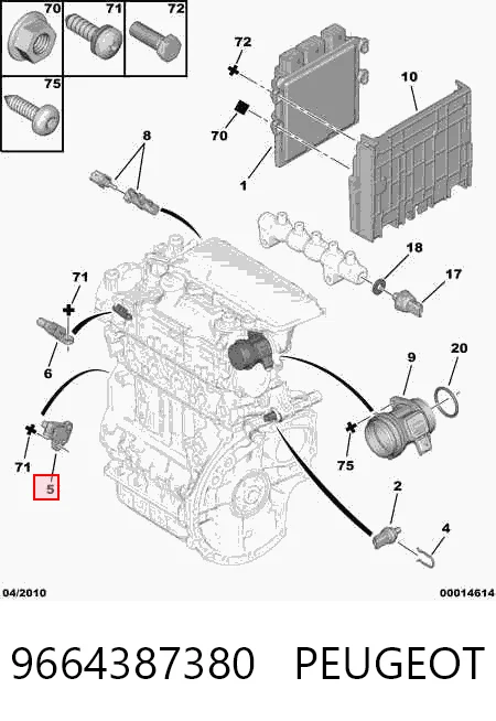 9664387380 Peugeot/Citroen Sensor de posición del cigüeñal