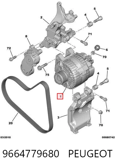 9664779680 Peugeot/Citroen Alternador de coche