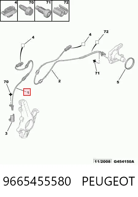 9665455580 Peugeot/Citroen Sensor de rueda abs