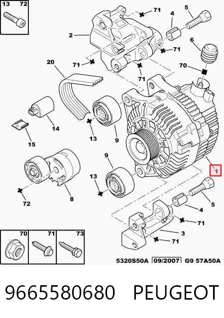 9665580680 Peugeot/Citroen Alternador de coche