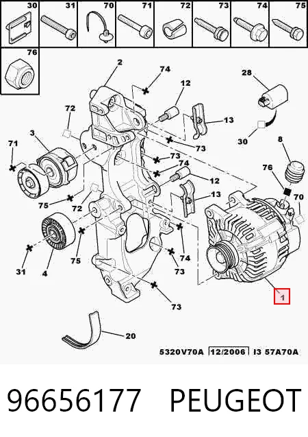 96656177 Peugeot/Citroen Alternador de coche