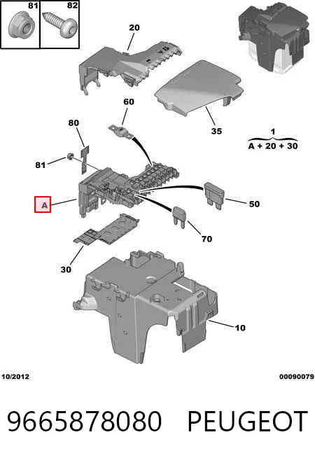 9665878080 Peugeot/Citroen Caja de relés y fusibles