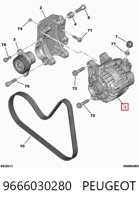 9666030280 Peugeot/Citroen Alternador de coche