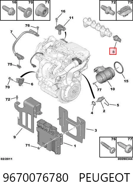 9670076780 Peugeot/Citroen Sensor de presión de combustible