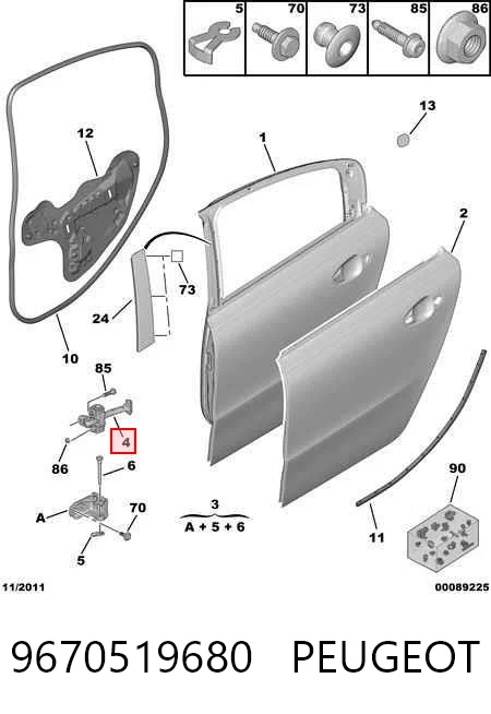 9670519680 Peugeot/Citroen Limitador de apertura de puerta trasera