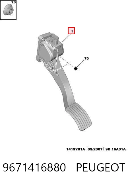 Pedal del acelerador 9671416880 VAG
