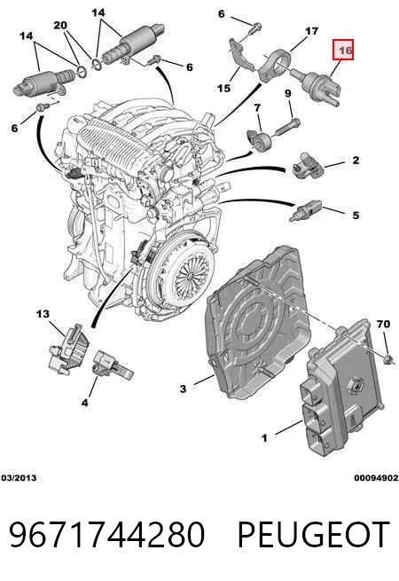 9671744280 Peugeot/Citroen Válvula de ventilación del cárter