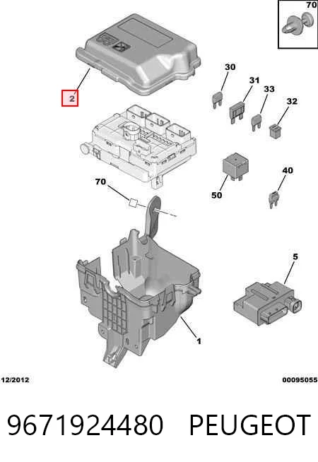 9671924480 Peugeot/Citroen Tapa de la caja de fusibles