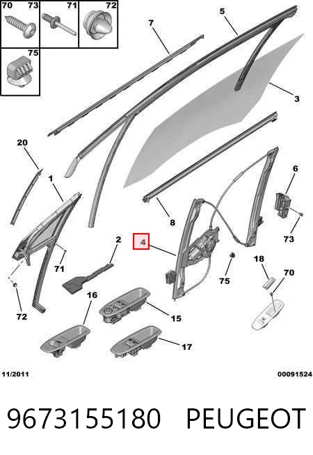 Mecanismo levanta, puerta delantera derecha Citroen Saxo  (1996-2004)