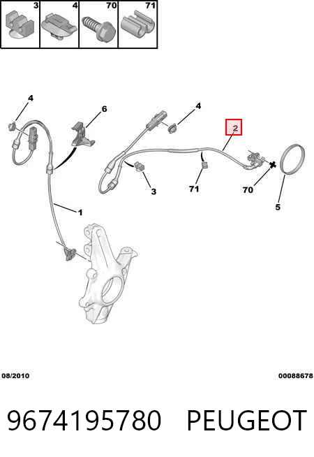 9674195780 Peugeot/Citroen Sensor ABS trasero