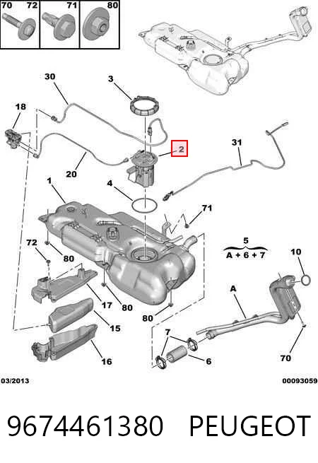9674461380 Peugeot/Citroen Módulo de alimentación de combustible