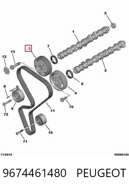 9674461480 Peugeot/Citroen Engranaje árbol de levas lado de admisión