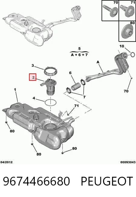 9674466680 Peugeot/Citroen Módulo de alimentación de combustible