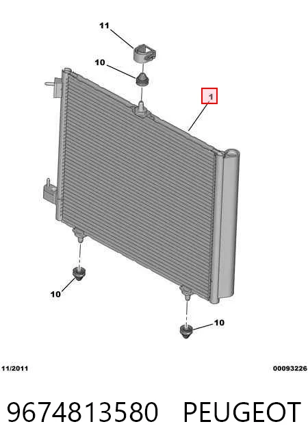 9674813580 Peugeot/Citroen Radiador de aire acondicionado