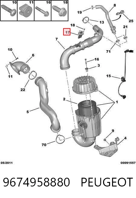 9674958880 Peugeot/Citroen Sensor de flujo de aire