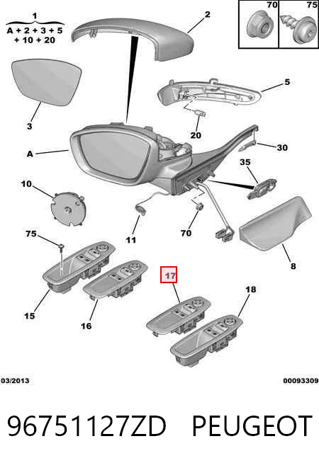 96751127ZD Peugeot/Citroen Unidad de control de elevalunas delantera izquierda