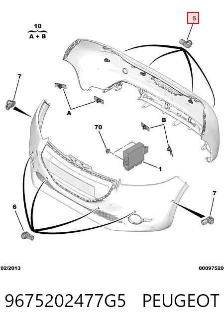 Sensor de estacionamiento delantero 9675202477G5 PEUGEOT