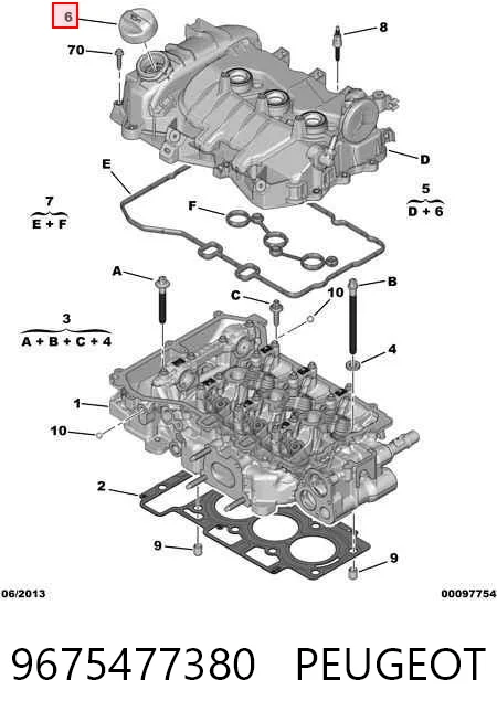 9675477380 Peugeot/Citroen Tapa, tubuladura de relleno de aceite