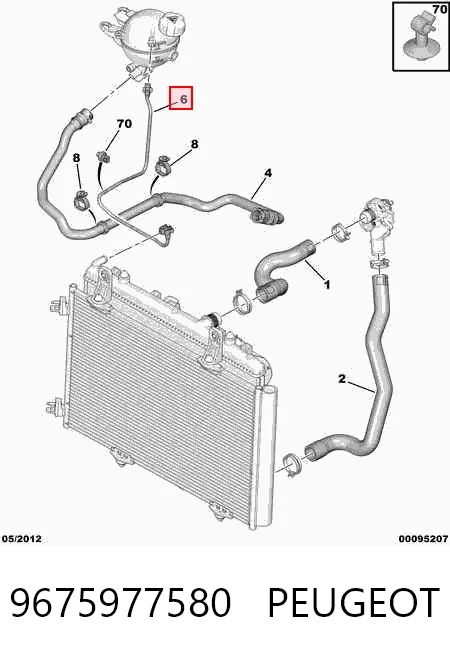 9675977580 Peugeot/Citroen Manguera inferior del vaso de expansión