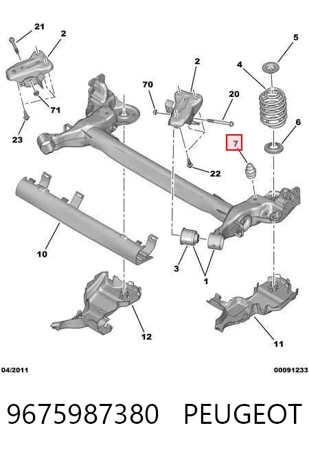 9675987380 Peugeot/Citroen Tope del eje trasero
